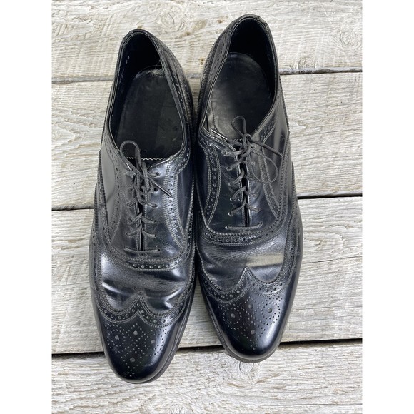 Men's Florsheim Imperial Shell #92329 Black Leather Wingtip Shoes 11 C - Picture 3 of 6